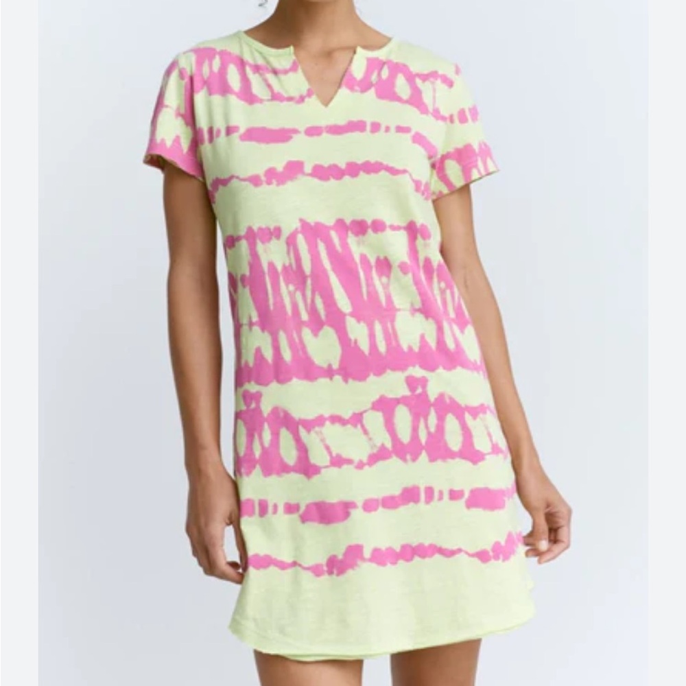 Lisa Todd Lime Green & Hot Pink V-Neck dress